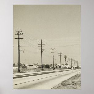 Póster Fila de la electricidad postes