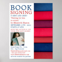 Fila de libros, publicidad de firma de libros de e