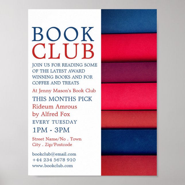 Póster Fila de libros, publicidad en el club de libros (Frente)