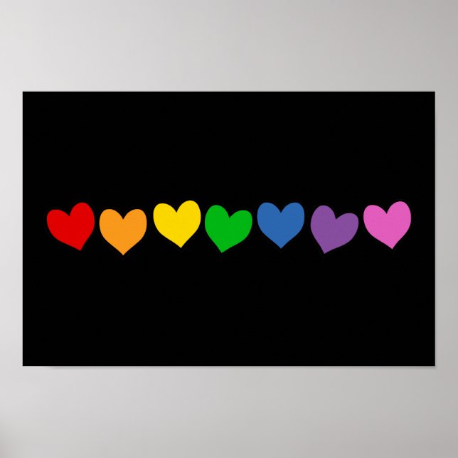 Póster Fila de los corazones arcoiris (Frente)