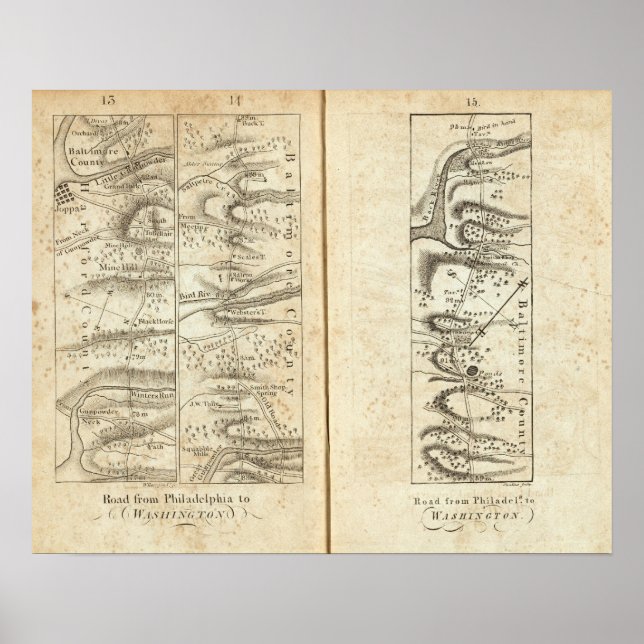 Póster Filadelfia a la hoja de ruta de Washington 4 (Frente)