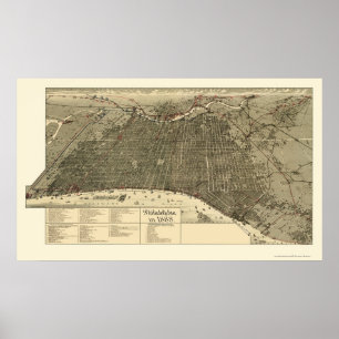 Póster Filadelfia, Mapa Panorámico de la PA - 1888