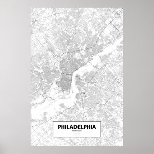 Póster Filadelfia, Pennsylvania (negro sobre blanco)