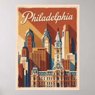 Póster Filadelfia Pennsylvania Viaje Vintage