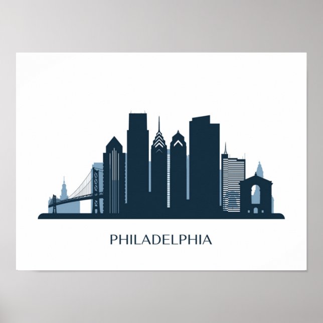 Póster Filadelfia, Pensilvania | Ciudad monocromática (Frente)