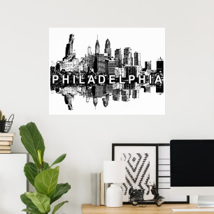 Póster Filadelfia, Pensilvania en blanco y negro