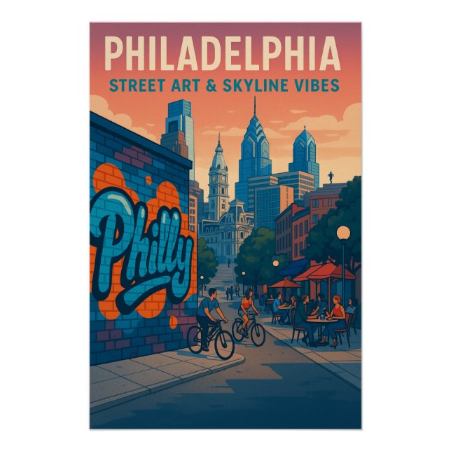 Póster Filadelfia - Vibes de Street Art & Skyline (Anverso)