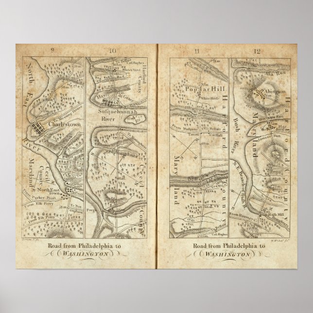 Póster Filadelfia y la hoja de ruta de Washington (Frente)