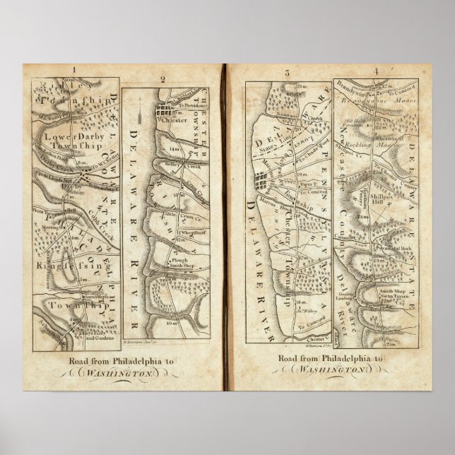 Póster Filadelfia y la hoja de ruta de Washington 3 (Frente)