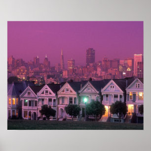 Póster Filas al atardecer en San Francisco,