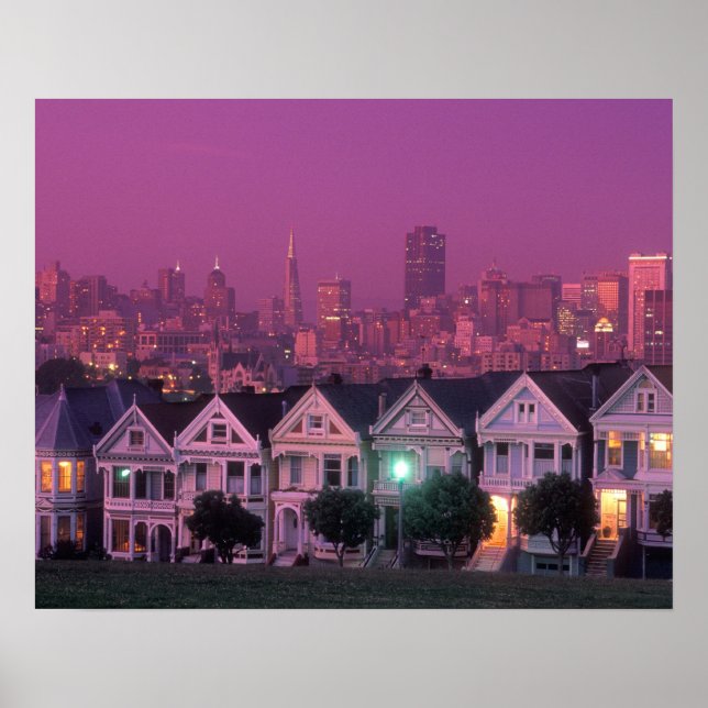 Póster Filas al atardecer en San Francisco, (Frente)
