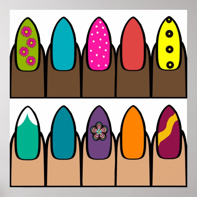 Póster Filas brillantes de uñas pintadas (Frente)