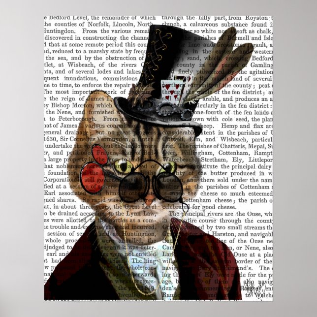 Póster Fileas Feline Steampunk Cat & Top Hat (Frente)