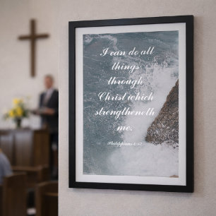 Póster Filipenses 4:13 Versículo Bíblico Océano Majestuos