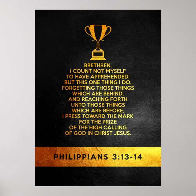Póster Filipinas 3:13-14 Verso de la Biblia (Frente)