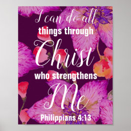 Póster Filipinas 4:13 Biblia Verse Floral