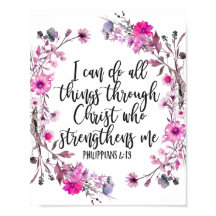 Filipinas 4:13 Escritura bíblica rosa y púrpura