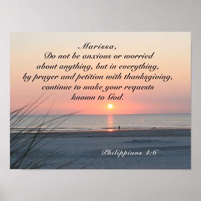 Póster Filipinas 4:6 No se preocupe Biblia (Frente)