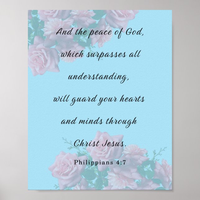 Póster Filipinas 4:7, la Biblia Verse (Frente)