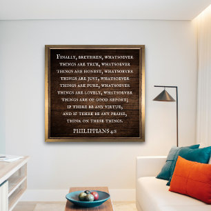 Póster Filipinas 4:8 Inspirador de la Biblia del Rey Jame