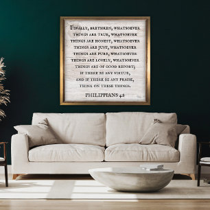 Póster Filipinas 4:8 Inspirador de la Biblia del Rey Jame