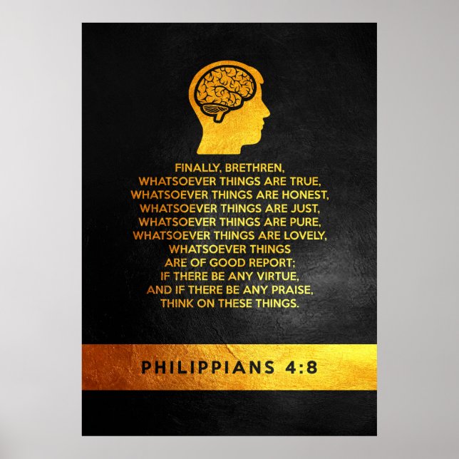 Póster Filipinas 4:8 Verso de la Biblia (Frente)