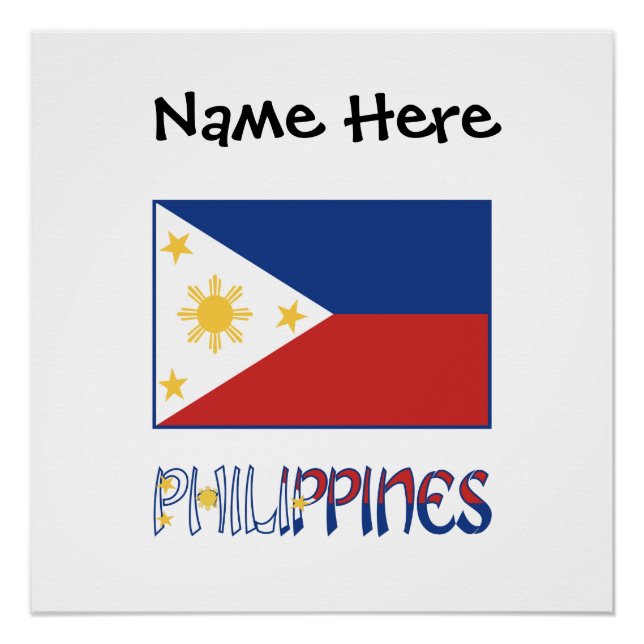 Póster Filipinas: Bandera filipina personalizada (Anverso)