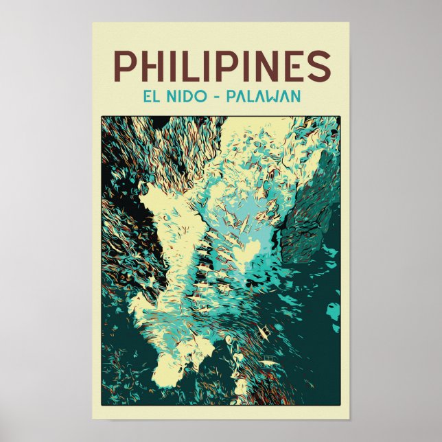 Póster Filipinas, barcos en El Nido, Palawan (Frente)