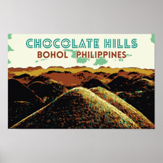Póster Filipinas, Colinas de chocolate en la postc de la 