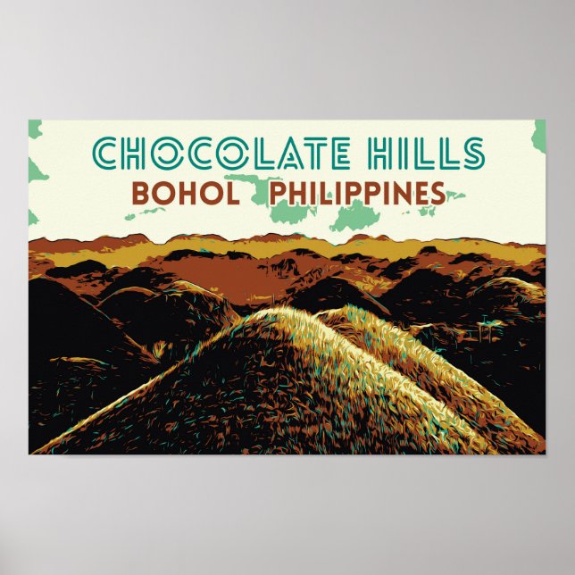 Póster Filipinas, Colinas de chocolate en la postc de la  (Frente)