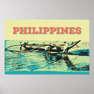 Póster Filipinas, escenario de pesca en las islas Visayas