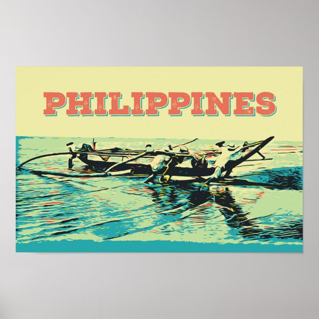Póster Filipinas, escenario de pesca en las islas Visayas (Frente)