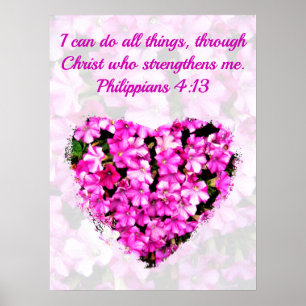 PÓSTER FILIPINAS FLORALES DE COLOR ROSA 4:13 BIBLIA VERSE
