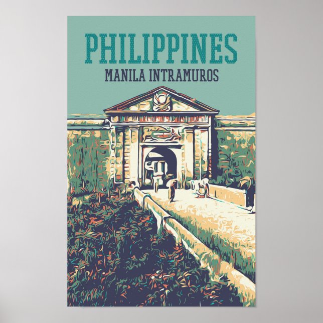 Póster Filipinas, Manila Intramuros Santiago fort (Frente)