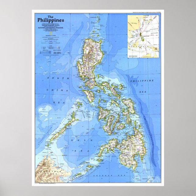 Póster Filipinas: MAP detallado de 1986 ... (Frente)