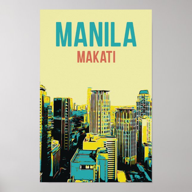 Póster Filipinas, Metro Manila, edificio de la ciudad de  (Frente)