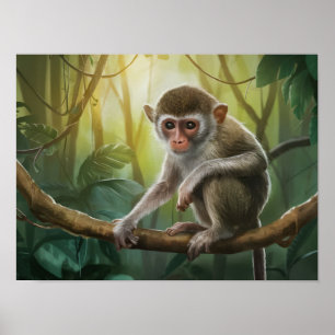 Póster Filipinas: Mono tarsero en el hábitat natural