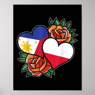 Póster Filipinas Polonia Bandera Corazón mitad filipino m