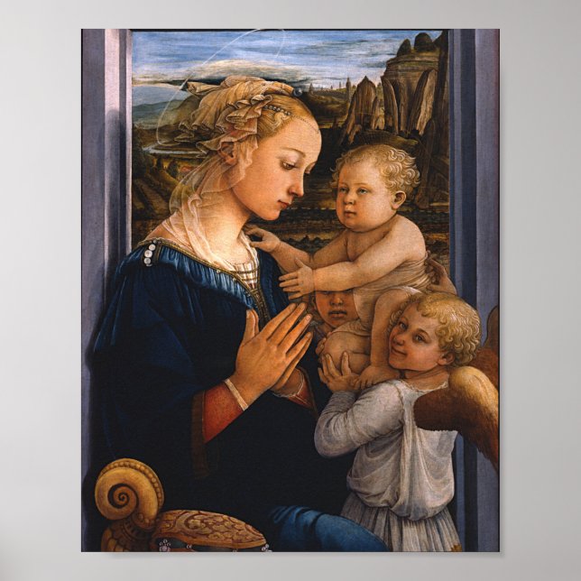Póster Filippo Lippi- Madonna Y Niño Con Dos Ángeles (Frente)
