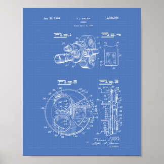 Póster Film Camera 1940 Patent Art - Blueprint