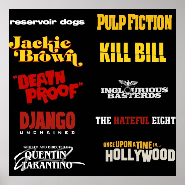 Póster filmografía de quentin tarantino (Frente)