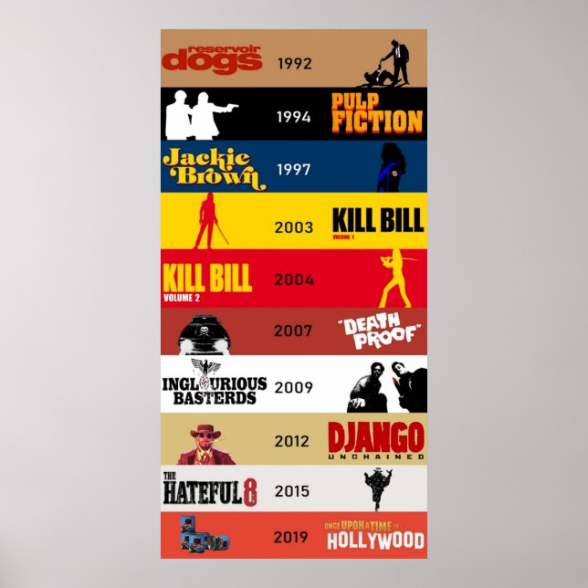 Póster Filmografía de Tarantino (Frente)