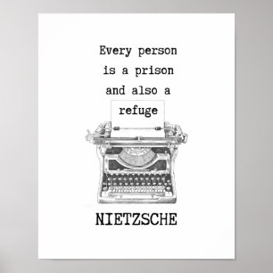 Póster Filosofía de la prisión y REFUGE, cita de Nietzsch