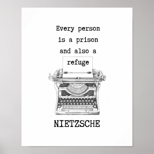 Póster Filosofía de la prisión y REFUGE, cita de Nietzsch (Frente)
