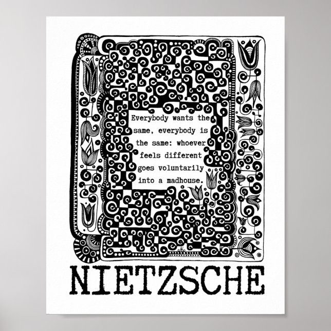 Póster Filosofía de ovejas y MADHOUSE, cita de Nietzsche (Frente)