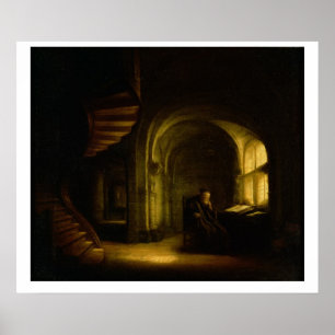 Póster Filósofo con un libro abierto, 1625-7 (aceite en