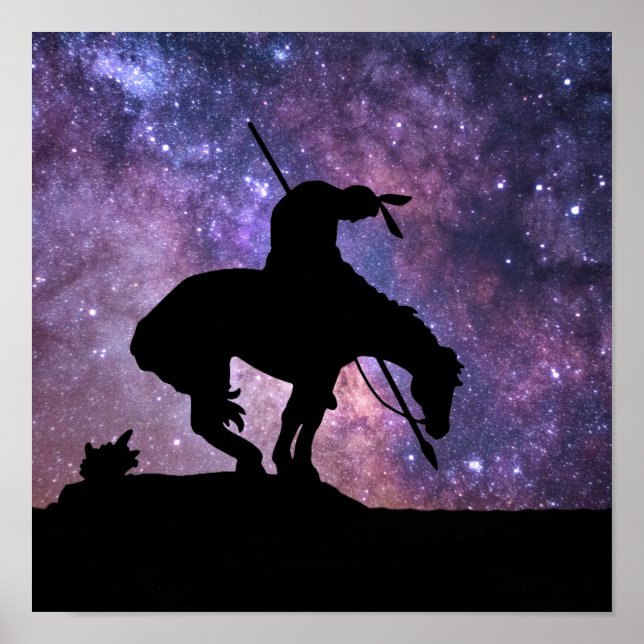 Póster Fin de la silueta de senderos con estrellas de vía (Frente)