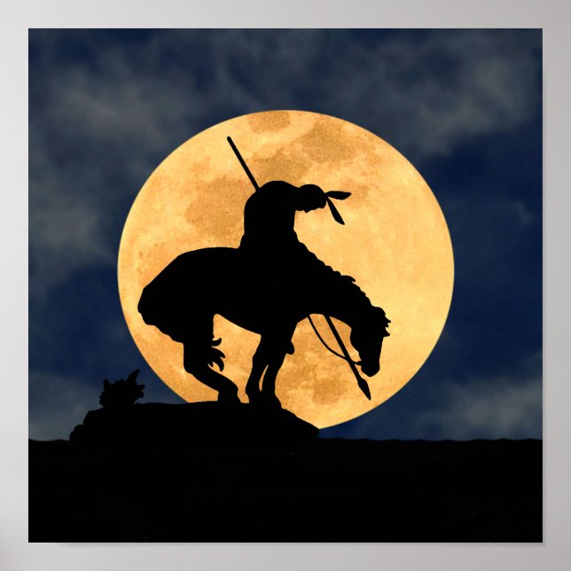 Póster Fin de la silueta de senderos con luna llena (Frente)