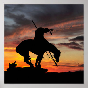 Póster Fin de la silueta de senderos con Poster de atarde