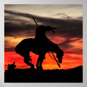 Póster Fin de la silueta de senderos con Poster de atarde